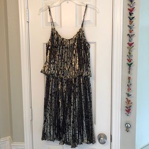 Halston gold pleated cocktail dress